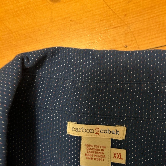 Carbon 2 Cobalt Flannel Shirt Men's xXL Blue Polka Dot Oxford Cotton Poocket - Picture 4 of 6